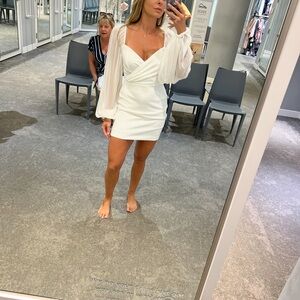 Blondie Nites Cream Asymmetrical Backless Blouse size 1